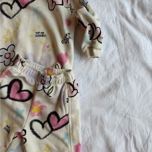 Zara Kids Cream and Pink Heart Set